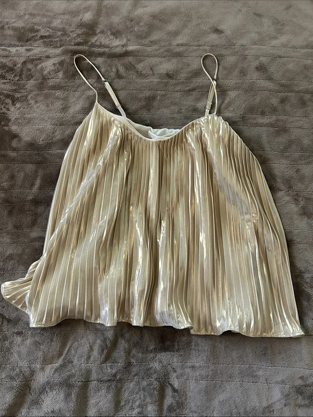 Abercrombie & Fitch Metallic Pleated Spaghetti-Strap Camisole - Champagne Gold